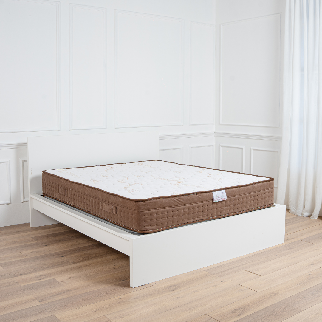 Materasso Memory Foam 2 Strati Fisso Tessuto Biocotton H25 Con Fascia Perimetrale Di Velluto Marrone