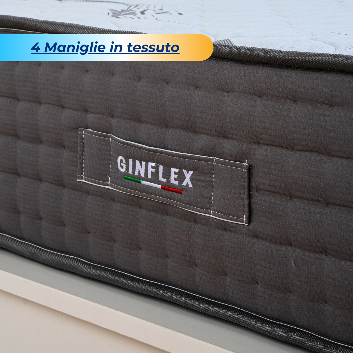 Materasso Ginflex Memory Foam 2 Strati Fisso Tessuto Antiacaro Con Fascia Perimetrale Capitonè